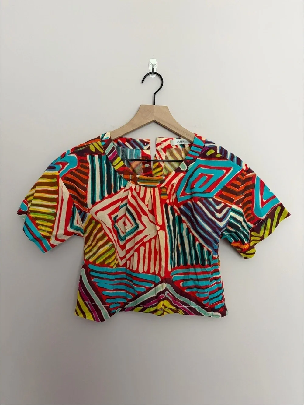 J. Crew Brushstroke Cropped Tee Geo Print